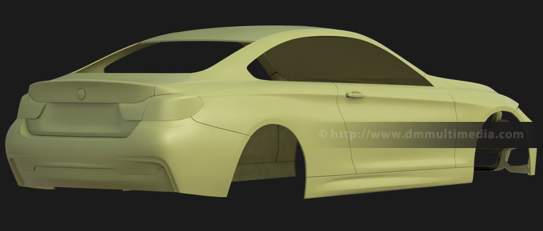 BMW F32 4 Series Coupe - clay render rear view