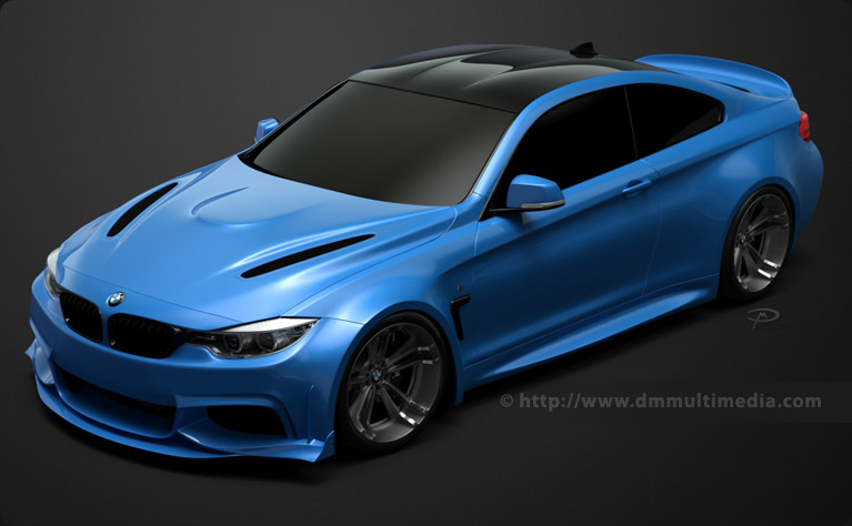 Studio shot of the BMW F32 4 Series Coupe Wide Body with colour-coded front spoiler