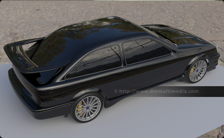 Ford Sierra Cosworth RS500 - Modelling of other parts (hatch, windows, bumpers, etc.) and test paint in black