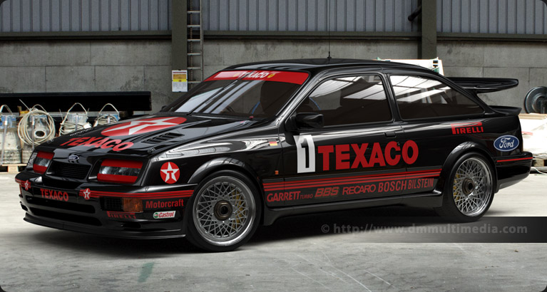 The Ford Sierra Cosworth RS500 in iconic Eggenberger Works colours with Texaco logos