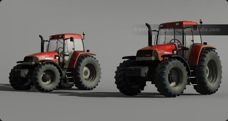 Case MX120 Maxxum Tractor 3D model group shot