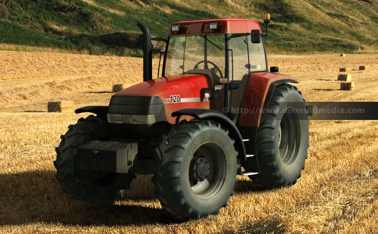 Case MX120 Maxxum Tractor 3D model in typical setting
