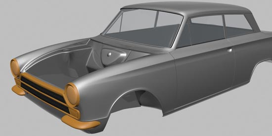 Simple shaders added and underbonnet details modelled - possibly next the Lotus TwinCam