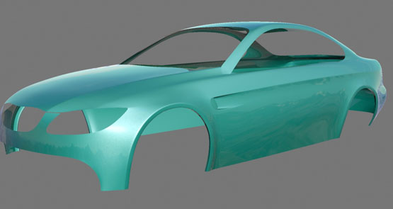 Early render test of the BMW M3 model - testing wing cutouts