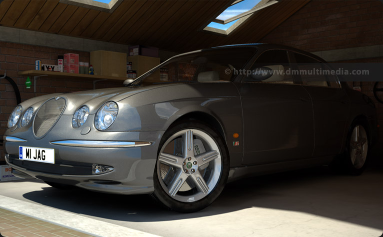 Jaguar S-Type - 3D model in a garage