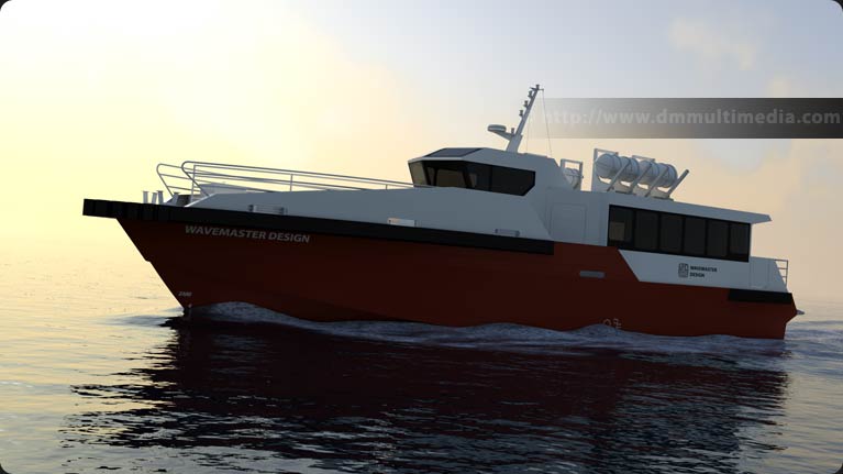 Wavemaster Design Fast Ferry in the late evening
